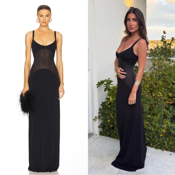 Helsa Dresses & Skirts - Helsa Sheer Knit Curve Maxi Dress in Black